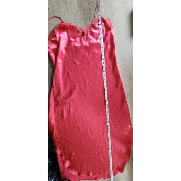 AMELIA’S Satin Slip Fushia Lace Trim Nightgown 80s 90s Lingerie Women's Medium - Picture 5 of 5